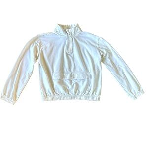 Z By Zella white crop high neck 1/4 zip pullover sweatshirt size Large
